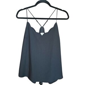 NWOT J.Crew Scalloped Cami Top Black Strappy Back Size 14‎